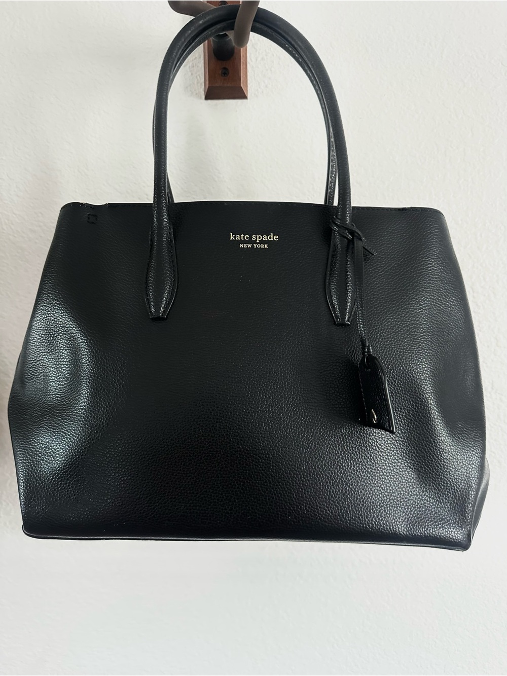 Kate Spade Black Pebbled Leather Eva Medium Satchel Bag